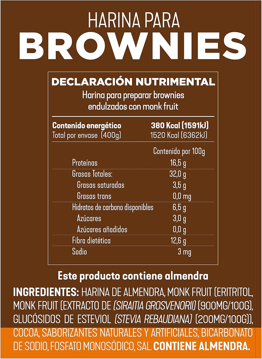 Harina Keto para Brownies con Monk Fruit – Las Balsas (400 g)