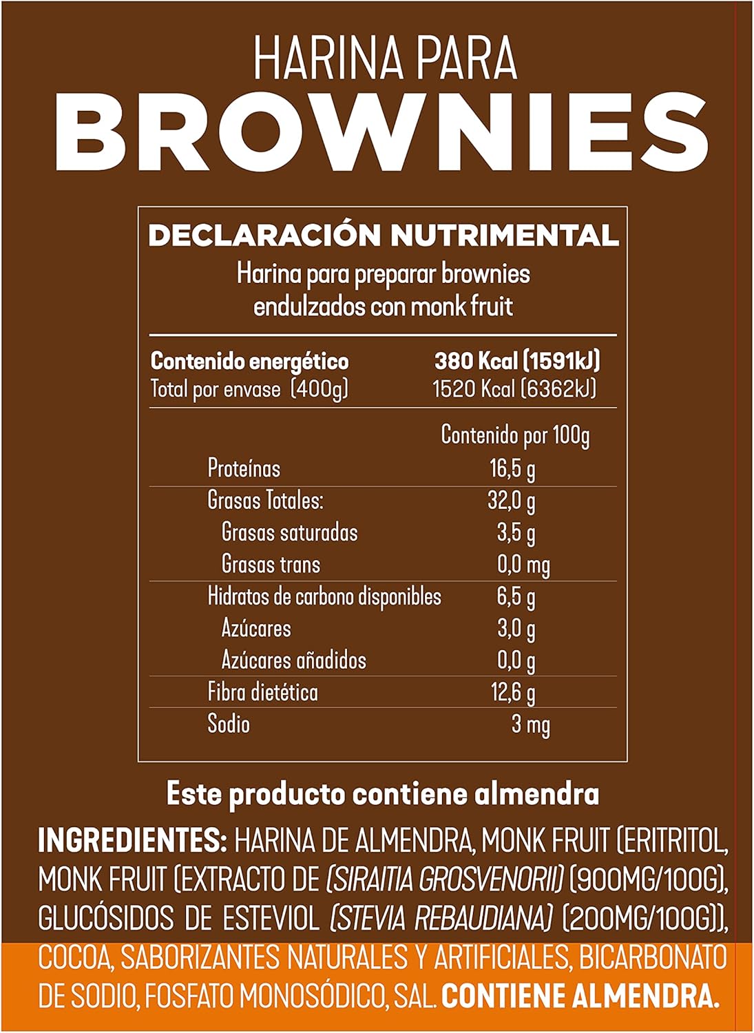 Harina Keto para Brownies con Monk Fruit – Las Balsas (400 g)