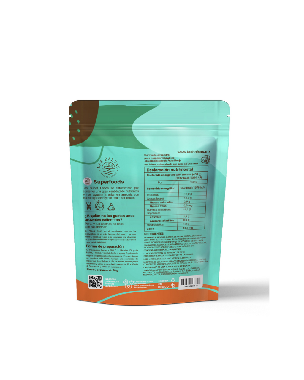 Harina Keto para Brownies con Monk Fruit – Las Balsas (400 g)