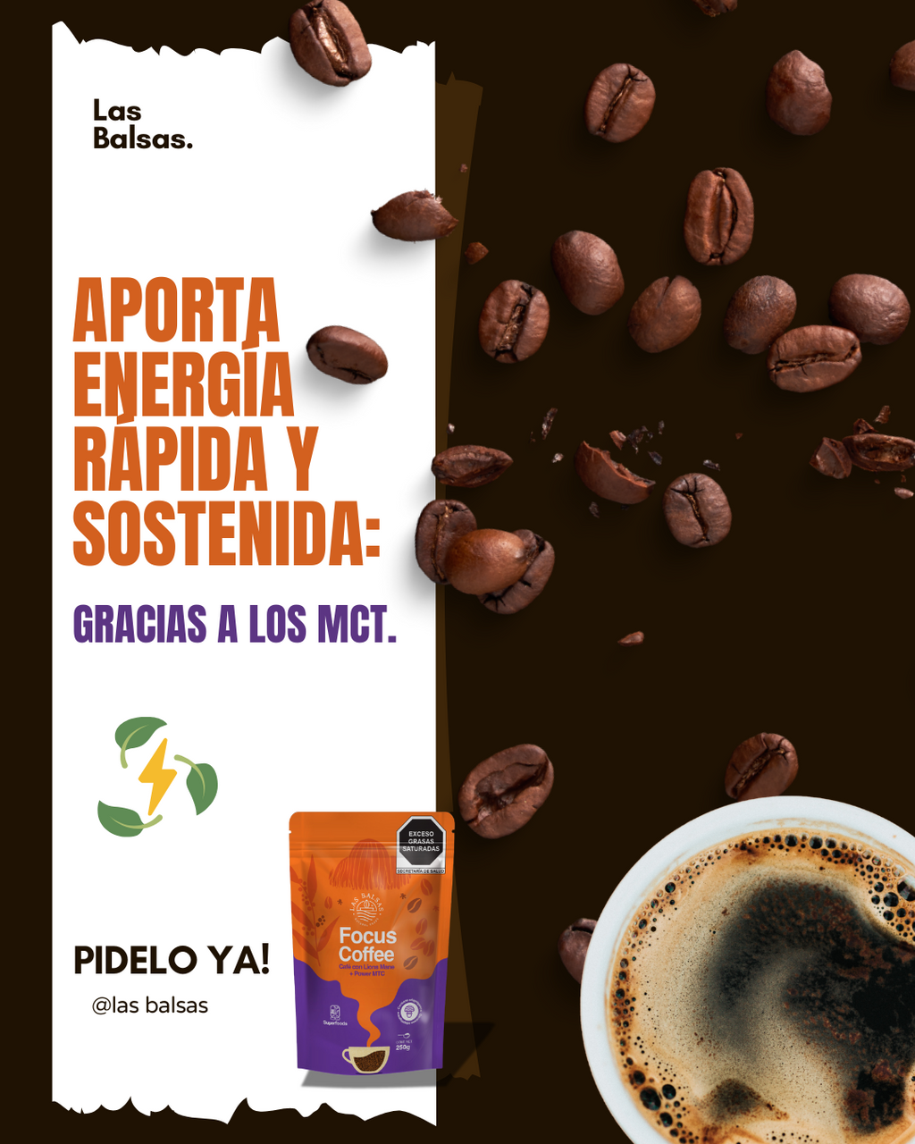 Focus Coffee Las Balsas – Café con Lions Mane y Power MCT, 250 g